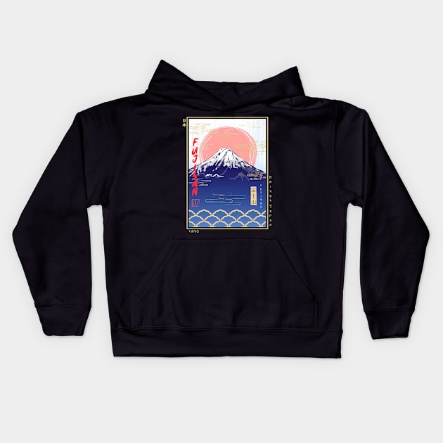 Fujisan Ukiyo-e Kids Hoodie by Wimido